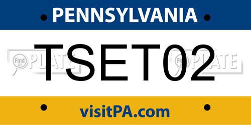 TSET02 Pennsylvania License Plate