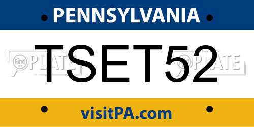 TSET52 Pennsylvania License Plate