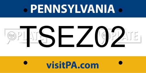 TSEZ02 Pennsylvania License Plate