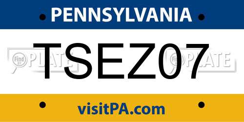 TSEZ07 Pennsylvania License Plate
