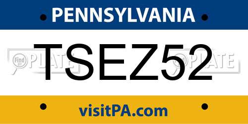 TSEZ52 Pennsylvania License Plate