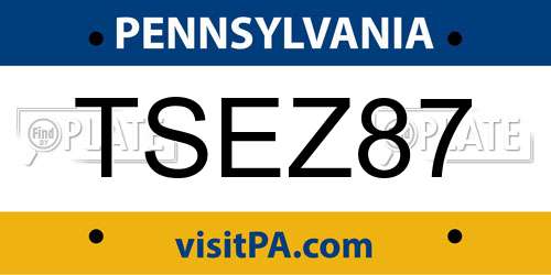 TSEZ87 Pennsylvania License Plate