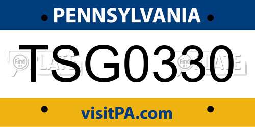 TSG0330 Pennsylvania License Plate