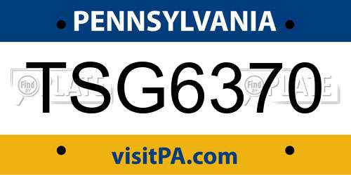 TSG6370 Pennsylvania License Plate