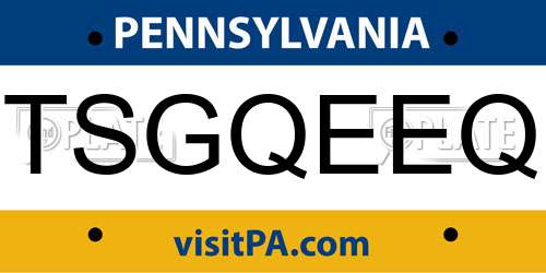 TSGQEEQ Pennsylvania License Plate