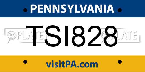 TSI828 Pennsylvania License Plate