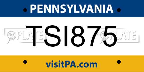 TSI875 Pennsylvania License Plate