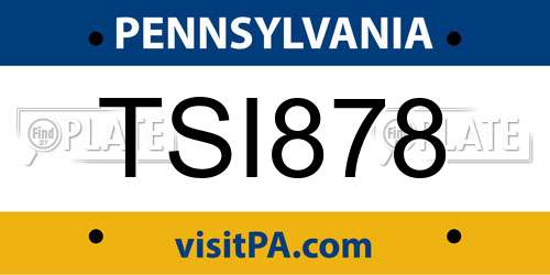TSI878 Pennsylvania License Plate