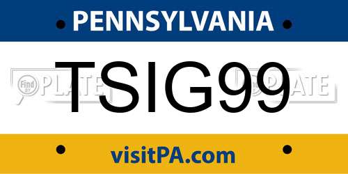 TSIG99 Pennsylvania License Plate