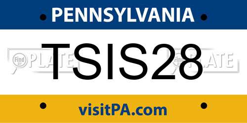 TSIS28 Pennsylvania License Plate