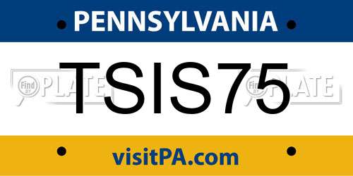 TSIS75 Pennsylvania License Plate