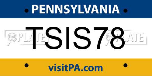 TSIS78 Pennsylvania License Plate