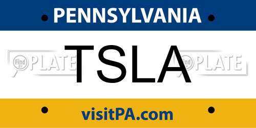 TSLA Pennsylvania License Plate