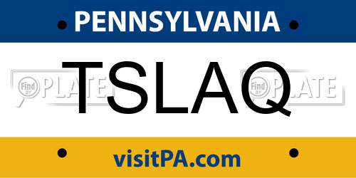 TSLAQ Pennsylvania License Plate