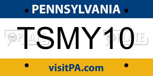 TSMY10 Pennsylvania License Plate