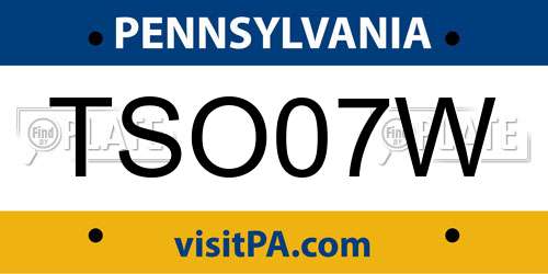 TSO07W Pennsylvania License Plate