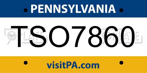 TSO7860 Pennsylvania License Plate