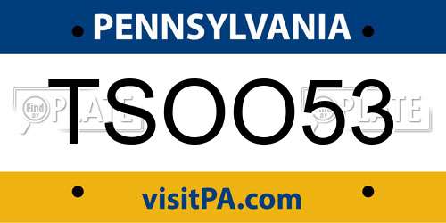 TSOO53 Pennsylvania License Plate