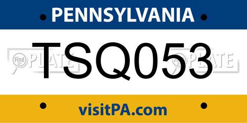 TSQ053 Pennsylvania License Plate