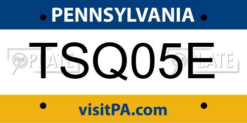 TSQ05E Pennsylvania License Plate