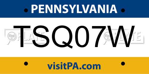 TSQ07W Pennsylvania License Plate