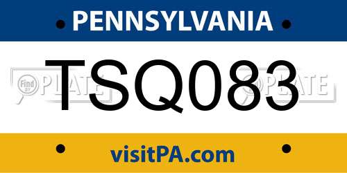 TSQ083 Pennsylvania License Plate
