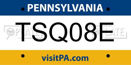 TSQ08E Pennsylvania License Plate