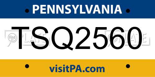 TSQ2560 Pennsylvania License Plate