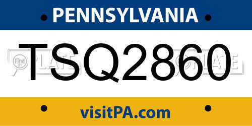 TSQ2860 Pennsylvania License Plate