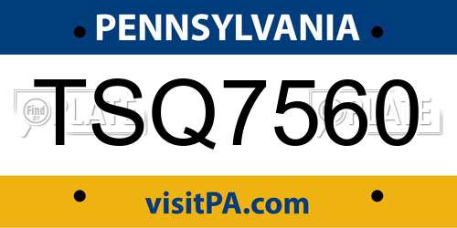 TSQ7560 Pennsylvania License Plate