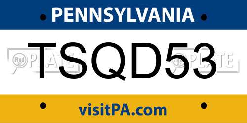 TSQD53 Pennsylvania License Plate