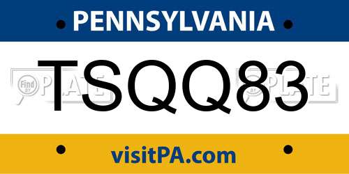TSQQ83 Pennsylvania License Plate