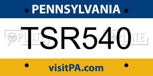 TSR540 Pennsylvania License Plate