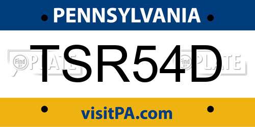 TSR54D Pennsylvania License Plate