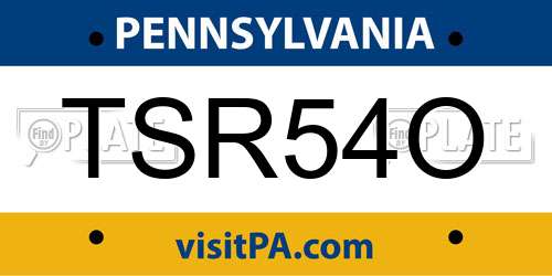 TSR54O Pennsylvania License Plate