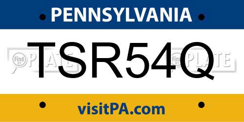 TSR54Q Pennsylvania License Plate
