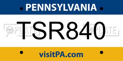 TSR840 Pennsylvania License Plate
