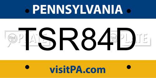 TSR84D Pennsylvania License Plate