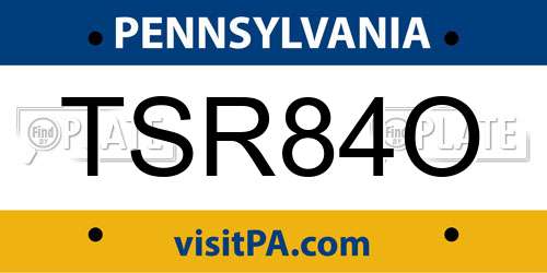 TSR84O Pennsylvania License Plate