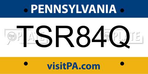 TSR84Q Pennsylvania License Plate
