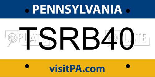 TSRB40 Pennsylvania License Plate