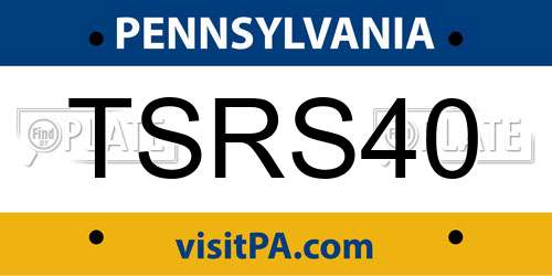 TSRS40 Pennsylvania License Plate