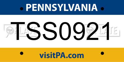 TSS0921 Pennsylvania License Plate