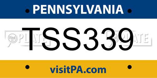 TSS339 Pennsylvania License Plate