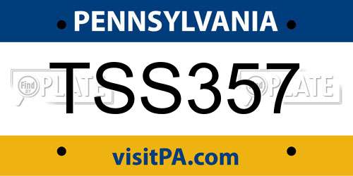 TSS357 Pennsylvania License Plate