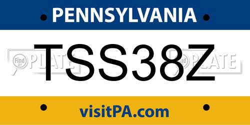 TSS38Z Pennsylvania License Plate
