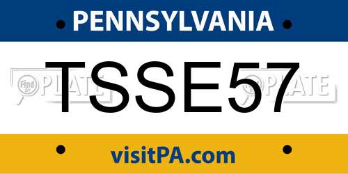 TSSE57 Pennsylvania License Plate