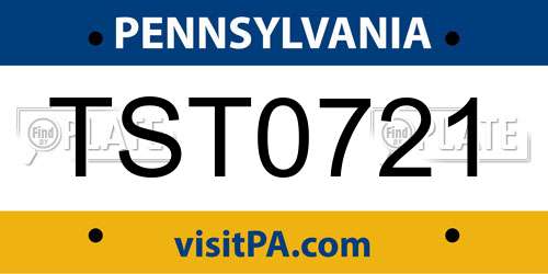 TST0721 Pennsylvania License Plate
