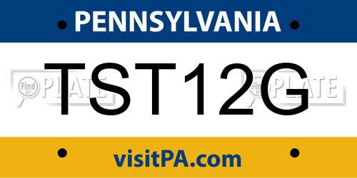 TST12G Pennsylvania License Plate