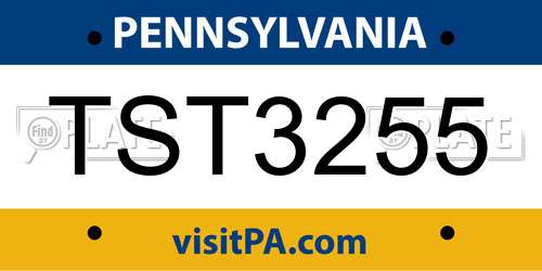 TST3255 Pennsylvania License Plate